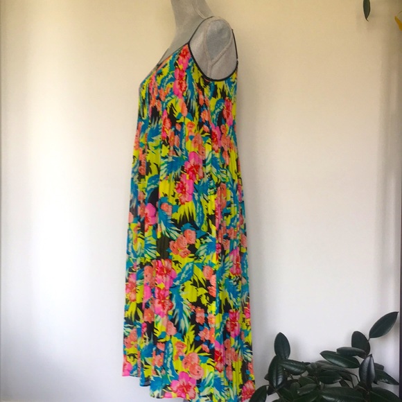 LOFT Bright Tropical Floral Accordian Pleated Midi Dress, size Small 🌺 - Picture 8 of 15